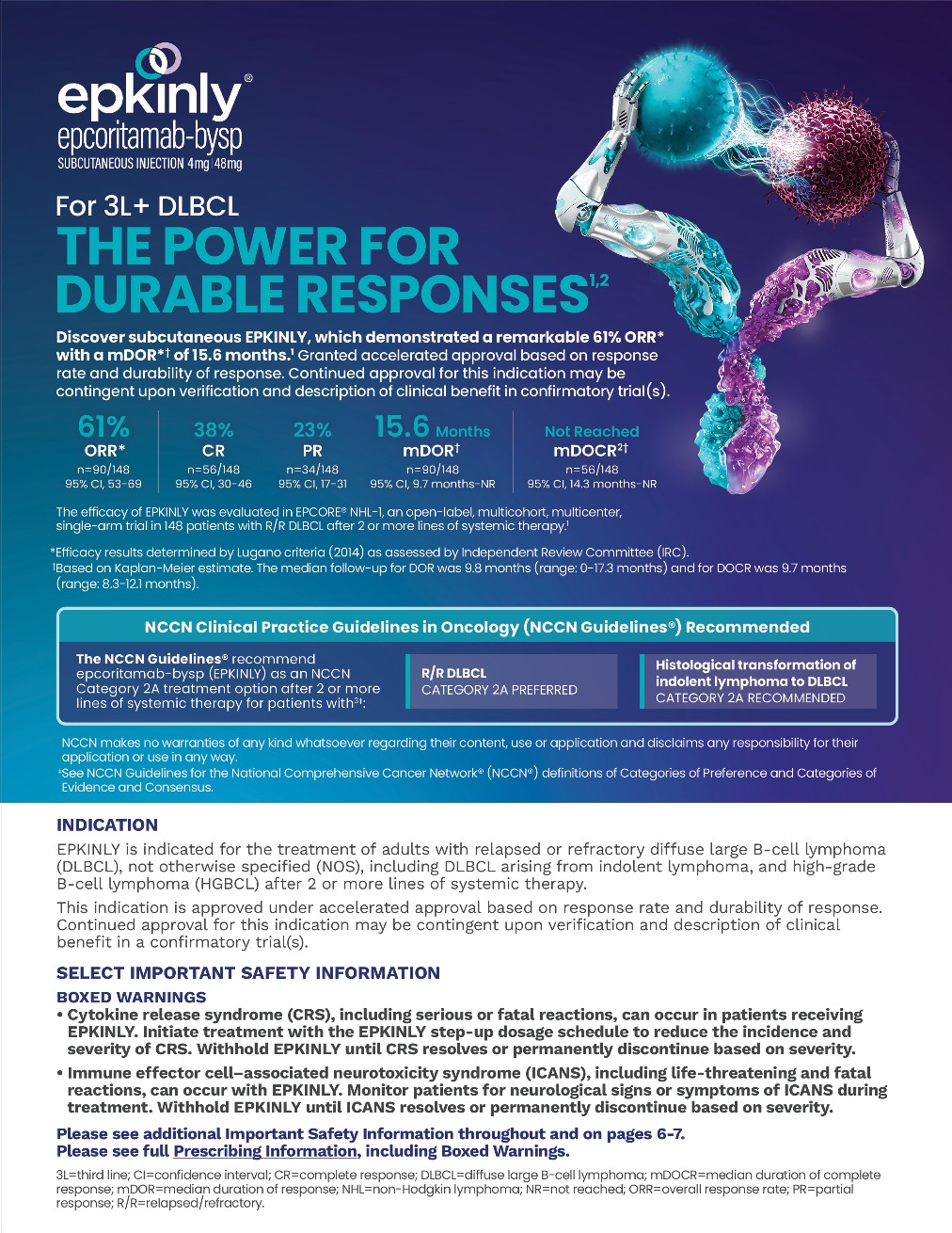 Download the EPKINLY (epcoritamab-bysp) 3L plus Diffuse Large B-Cell Lymphoma HCP Brochure.